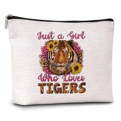 Tiger Gifts Make-up-Tasche für Damen, Just A Woman Who Loves Tigers, Kosmetiktasche, Tigerliebhaber, Geschenktasche, Tier-Make-up-Reißverschlusstasche, Geburtstagsgeschenk für Familie, Freunde, von Xanev