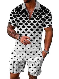 Xatilo Männer Pyjama -Set Zwei Stück Nachtwäsche Kurzarm Freizeitkleidung Schlafanzug Outfit Herren 2 Stück Trainingsanzug Schlafanzug 16 3XL von Xatilo