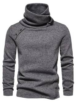 Xatilo Men's Winter Sweatshirt Basic Pullover Long Sleeve Warm Lined Outdoor Shirts Normale Passform Spitze Herren Heuershals Winter Dunkelgrau XL von Xatilo