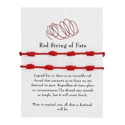 Armband Damen Rotes Schnur-Armband für viel Glück, verstellbare Schnur-Armbänder, Knoten-Armband, Geschenke für Frauen, 2 Stück Geschenke für Frauen (A, One Size) von Xbemkste