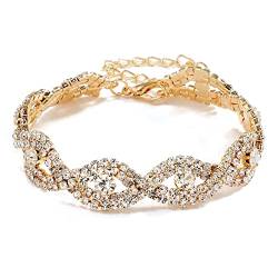 Armband Damen Wunderschönes Kristallarmband, Schmuck, Geschenke für Freunde und Liebhaber, Weihnachtsgeburtstagsgeschenke für Mutter und Ehefrau Urlaub Must Haves Festival Gadget (Gold, One Size) von Xbemkste