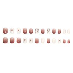 Künstliche Nägel, zum Aufkleben auf Nägel für Frauen, künstliche Nägel mit Kleber, French Tip Falsche Nägel, Pink Pearl Nail Patch Wearable Nail Patch Short Style (mit Innenkleber) 1ml von Xbemkste