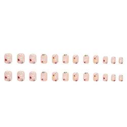 Künstliche Nägel, zum Aufkleben auf Nägel für Frauen, künstliche Nägel mit Kleber, French Tip Falsche Nägel, Pink Through Pearl New Nail Patch Wearable Nail Patch Short Girl (mit Innenkleber) 1ml von Xbemkste