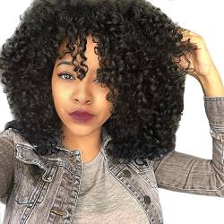 Perücke Damen Festival Zubehör Front Wigs For Black Women Long Curly Hair 56cm Afro Heat Hair Wigs Kostüm Herren Festival Zubehör (Black, 28 * 17 * 5) von Xbemkste