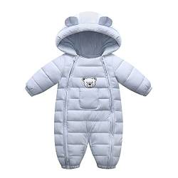 Schneeanzug Baby Schneeanzug Kinder Dicker Schneeanzug Kleinkind Jacke Mantel Overall Outdoor Jungen Warmer Winddichter Baby Kapuzen Strampler Jungen Mantel Mädchen (Light blue, 12-18 Months) von Xbemkste