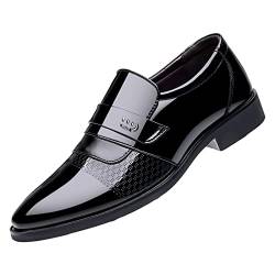 Xbemkste Business Schuhe Herren Mode Sommer und Herbst Herren Lederschuhe Low Heeled Pointed Toe Slip On Business Simple Solid Color Schuhe Herren Business Schuhe Herren (Black, 42) von Xbemkste