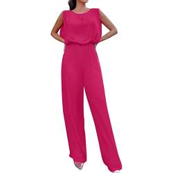 Xbemkste Jumpsuit Damen Sommer, Schmale Passform Jumpsuits für Damen, Damen Sommer Ärmellos Jumpsuit Overall Lang Hosenanzug Casual Romper für Business von Xbemkste