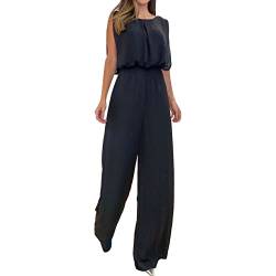 Xbemkste Jumpsuit Damen Sommer, Schmale Passform Jumpsuits für Damen, Damen Sommer Ärmellos Jumpsuit Overall Lang Hosenanzug Casual Romper für Business von Xbemkste