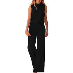 Xbemkste Jumpsuit Damen Sommer - Schmale Passform Jumpsuits für Damen, Damen Sommer Ärmellos Jumpsuit Overall Lang Hosenanzug Casual Romper für Business von Xbemkste