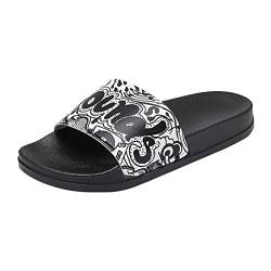 Xbemkste Schlappen Damen Sommersandalen und Hausschuhe für Frauen zum Tragen von Sommer-Badehausschuhen für Paare Badeschlappen Damen (Black, 46) von Xbemkste