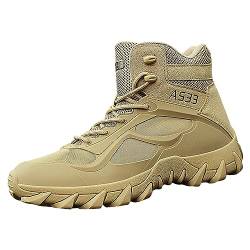 Xbemkste Springerstiefel Herren Außenhandel Große atmungsaktive Outdoor-Wanderbekleidung Training High-Top-Stiefeletten Kurze Stiefel Sneaker Herren Outdoor Schuhe Herren (Khaki, 40) von Xbemkste