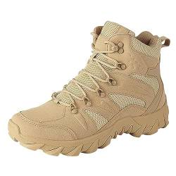 Xbemkste Springerstiefel Herren Männer Schuhe Klettern Wanderschuhe Mode Dicke Sohle Outdoor Bergsteigen Turnschuhe Springerstiefel Herren Trekkingschuhe Herren (Beige, 41) von Xbemkste