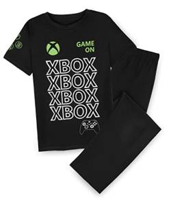 Xbox Schlafanzug Jungen, Schlafanzug Kinder und Teenager, Gaming Merchandise, 122-170 (Schwarz, 13-14 Jahre) von Xbox