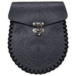 Vintage Medieval Nordic Embossed Leather Belt Bag, Renaissance Belt Bag for Women Men, Medieval Belt Pouch Set, Renaissance Belt Accessories (C) von Xcllwhy