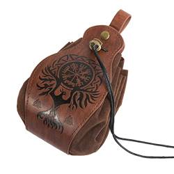 Vintage Medieval Nordic Embossed Leather Belt Bag, Renaissance Belt Bag for Women Men, Medieval Belt Pouch Set, Renaissance Belt Accessories (E) von Xcllwhy
