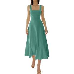 Xcllwhy New Women's Thick Straps Midi Dress,Summer Midi Slip Dres Sleeveless (Green,L) von Xcllwhy