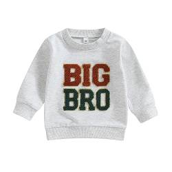 Xeadoffubio Baby Jungen Brudern Sweatshirt Matching Outfit Langarm Rundhalsausschnitt Brief Drucken Strampler Sweatshirt Big Bro Little Bro Herbst Jumpsuits Tops Shirts Für Jungen (Grau-B, 3-4 Years) von Xeadoffubio