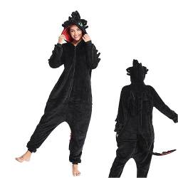 XehCaol Ohnezahn Onesie,Stitch Toothless Onesie Ganzkörper Kostüm Schlafoverall Halloween Pyjama Damen Kuschelig Erwachsene (S, Damen Erwachsene) von XehCaol
