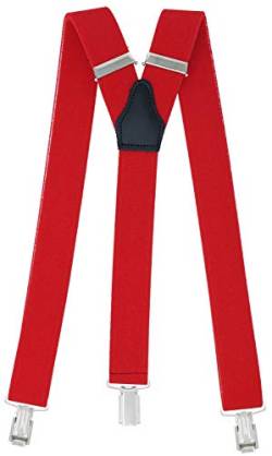 Xeira Herren Hosenträger Uni & Neon Farben mit 3 Starken Clips und Bandlänge bis XXXL 150cm (Standard (110cm), Uni Rot 109) von Xeira