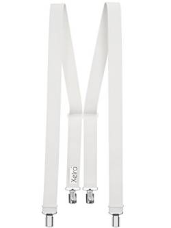 Xeira Hochwertige Unisex Hosenträger in H Form mit 4 stabilen Clips 36mm Breit in Uni Farben und Gestreift für Damen und Herren von Xeira