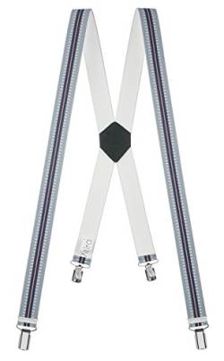 Xeira Hosenträger Blau GST12 Standard Länge X Design für Herren und Damen mit 4 soliden Clips und Schwarzen Leder von Xeira