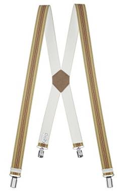 Xeira Hosenträger Braun GST07 Standard Länge X Design für Herren und Damen mit 4 soliden Clips und Braunen Leder von Xeira