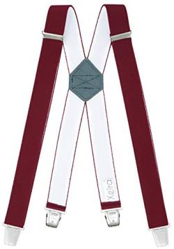 Xeira Hosenträger X Design für Herren Extra Lang mit 4 XL Clips (Bordeaux) von Xeira