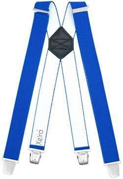 Xeira Hosenträger X Design für Herren Extra Lang mit 4 XL Clips (Königsblau) von Xeira