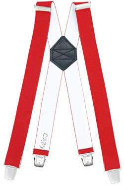 Xeira Hosenträger X Design für Herren Extra Lang mit 4 XL Clips (Rot) von Xeira