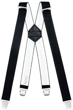 Xeira Hosenträger X Design für Herren Extra Lang mit 4 XL Clips (Schwarz) von Xeira