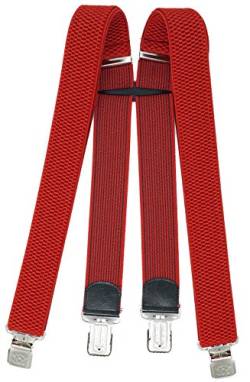 Xeira Hosenträger für Herren und Damen Extra Stark und Extra Lang mit 4 XL ADLER Clips 4cm Breit (Rot) von Xeira