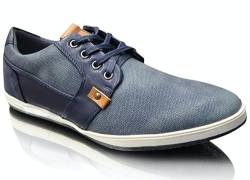 Herren Freizeit-Sneaker Schnürschuhe Smart Leder Mode Schwarz Schuhe UK Größe, denim-blau, 44 EU von Xelay
