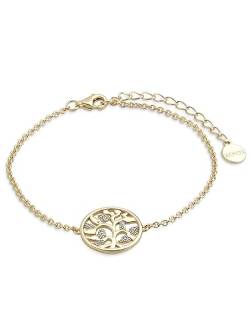 Xenox Damen 925 Sterling Silber Armband mit Anhänger und Zirkonia in goldfarben - LEBENSBAUM - XS2943G von Xenox