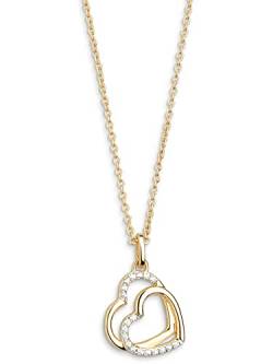 Xenox XS3423G Damen Collier Herz Sterling-Silber 925 Gold weiß Zirkonia 45 cm von Xenox