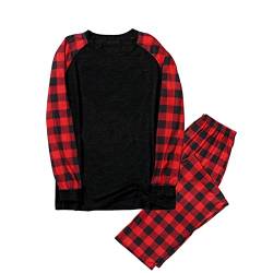 XeonZkne Familie Weihnachten Pyjamas Home Kostüm Set Weihnachtsdruck Pyjamas Plaid Ärmel Schwarz Urlaub Pyjamas Set Eltern Kind Set（Mama） von XeonZkne