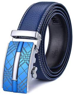 X XHtang Gürtel Herren Automatik Gürtel mit Automatikschließe-3,5cm Breite, Blau, Länge 125cm Geeignet für 37-43 taille von Xhtang