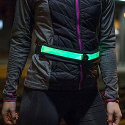 Gürteltasche Sport Bauchtasche LED Laufgürtel - leuchtet im Dunkeln - mit Handytasche Smartphone bis 5,2 Zoll (13,2cm) Laufgurt schwarz/gelb von XiRRiX