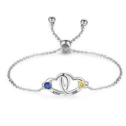 XiXi Personalisierte Unendlichkeit Armband mit Gravur Damen 925 Silber Armband Mutter Tochter Freund Geschenk für Weihnachtstag Valentinstag Muttertag von XiXi