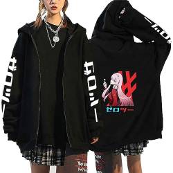 Darling In The FRANXX Logo Hoodie Herren Und Damen Y2K Reißverschlussjacke, Zero Two Graffiti Langarm Sweatshirt Cartoon Comics Lässiger Pullover Harajuku Übergroße Jacke XS - 3XL-Color 1||XS von Xiakila