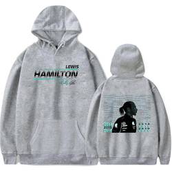 Herren Sweatshirt Lewis Hamilton Cartoon Print Hoodie, Jungen Mädchen F1 Racer Cosplay Langarm Pullover Brief Print Jacke Schwarz-Blue 1||XS von Xiakila
