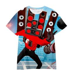 Kinder T Shirt Skibidi Toilet Cartoon 3D-Druck Kurzarm, Jungen Mädchen Sommer Rundhals Sweatshirt Spaß Spiel Cosplay Kinder Top-Color 1||100 von Xiakila