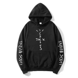 Xiakila Travis Scott Hoodie Hip Hop Rapper 90er Jahre Retro Pullover, Männer Frauen Mode Kaktus Jack Graffiti Casual Mantel Übergroße Jacke-Black||L von Xiakila