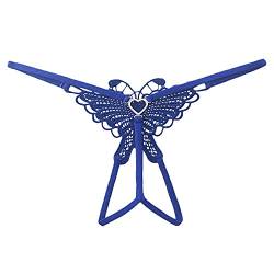 Xiang Ru Damen Tangas Slip Schmetterling Panty T-Rücken Hipster Unterwäsche Damen String Gr. Einheitsgröße, blau von Xiang Ru