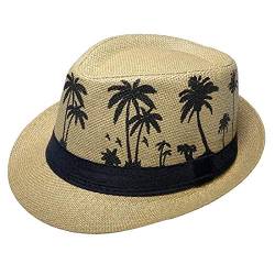 Xiang Ru Panama Fedora Hüte für Männer und Frauen, geflochtener Stroh, kurze Krempe, Jazz-Cap, Trilby, Strandhut Gr. Einheitsgröße, A:Baum Braun von Xiang Ru