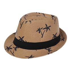 Xiang Ru Trendige Panama-Fedora-Hüte für Männer und Frauen, Unisex, Manhattan, geflochten, Stroh, kurze Krempe, Jazzkappe, Trilby, Strand, Sonnenhut, F: Khaki, Einheitsgröße von Xiang Ru