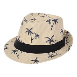 Xiang Ru Trendige Panama Fedora Hüte für Männer und Frauen, Unisex Manhattan Braid Stroh Kurze Krempe Jazz Cap Trilby Strand Sonnenhut, F: helles Khaki, Einheitsgröße von Xiang Ru