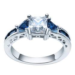 Xiang Ru Weißer Ring aus 925er Sterlingsilber für Braut, Verlobung, Party, Schmuck US10, Kristall, Zirkonia von Xiang Ru
