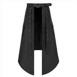 Herren Rock Vintage Gothic Cargo Faltenrock Mittelalter Schottischer Fashion Kendo Pocket Herren Trend Rock Punk Gothic Asymmetrisches Punk Halbkleid Streetwear Herren (Black-4, S) von Xiangdanful