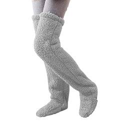 Xiangdanful Kuschelsocken Damen Plüsch Overknee Socken Flauschig Winter warme Socken Teddy Fleece Overknee Strümpfe Weiche Knee High Socks für Herbst Winter Haussocken Wintersocken Kniestrümpfe von Xiangdanful