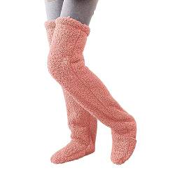 Xiangdanful Kuschelsocken Damen Plüsch Overknee Socken Flauschig Winter warme Socken Teddy Fleece Overknee Strümpfe Weiche Knee High Socks für Herbst Winter Haussocken Wintersocken Kniestrümpfe von Xiangdanful